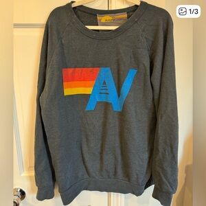 Aviator Nation Charcoal Sweater with Colorful Logo